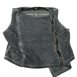 Be Right Back BRB Offset Front Zip Black/Gray Zip Up Vest Sleeveless Size??